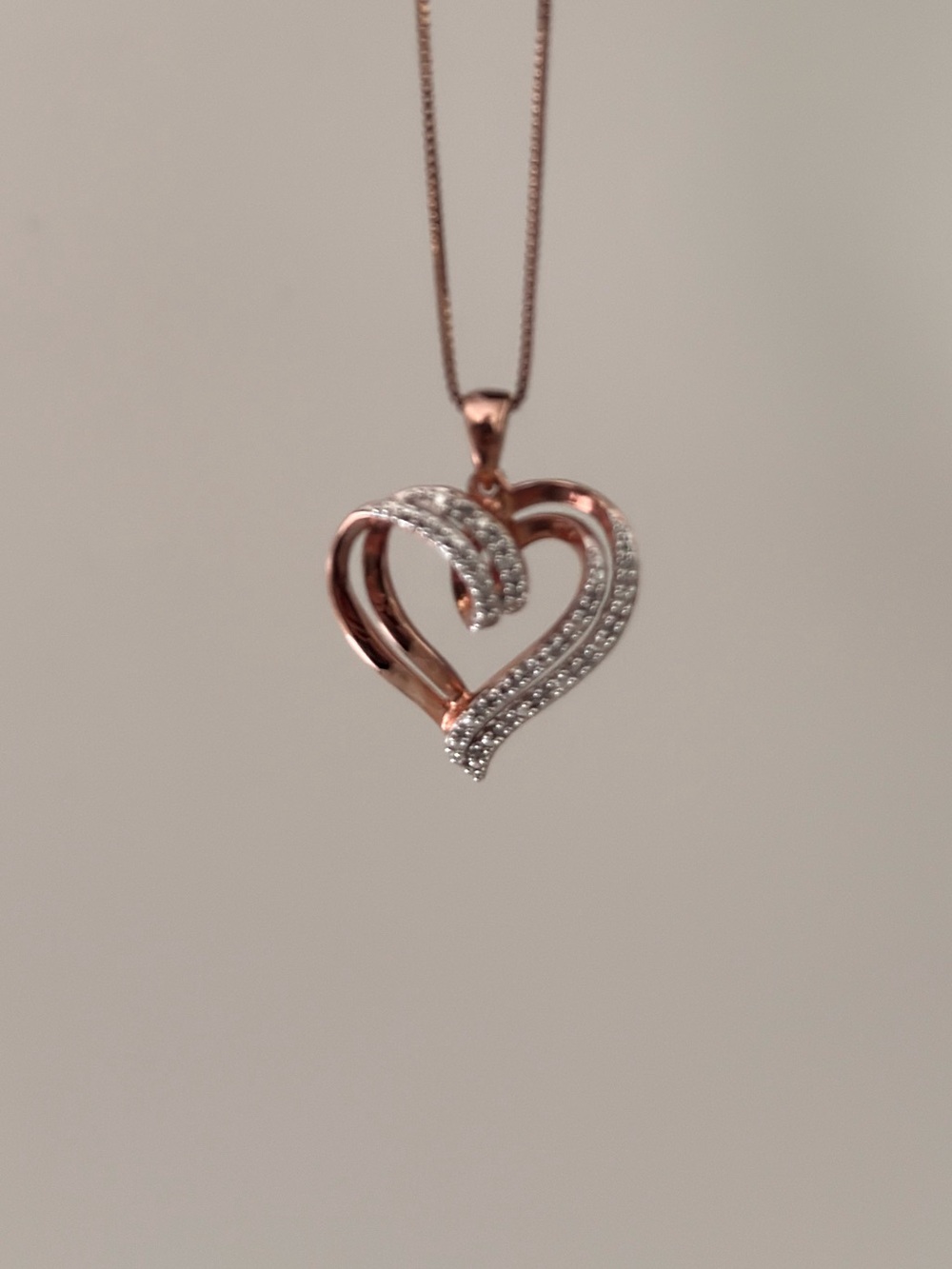 Rose Gold Diamond Heart Pendant Necklace - Picture 2 of 4